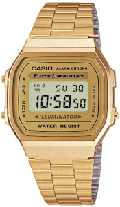 Casio digitale Edelstahl-Armbanduhr "Retro" A168WG-9EF, gold