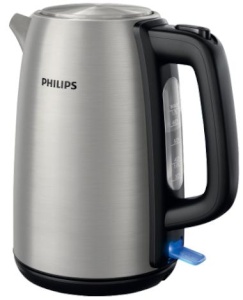 Philips Edelstahl-Wasserkocher HD 9351, metall/schwarz