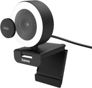 Hama PC-Webcam C-850 Pro mit Ringlicht und Fernbedienung, schwarz